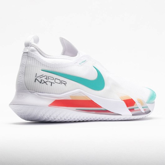 White / Washed Teal / Habanero Red Orthofeet Nike React Vapor NXT Women's Tennis Shoes | BCNZT2170