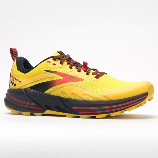 Yellow / Black / Grenadine Orthofeet Brooks Cascadia 16 Men's Trail Running Shoes | MOHPR5217