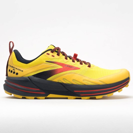 Yellow / Black / Grenadine Orthofeet Brooks Cascadia 16 Men\'s Trail Running Shoes | MOHPR5217