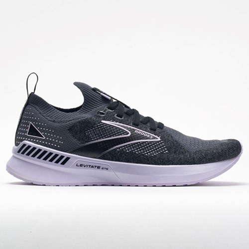 Black / Ebony / Lilac Orthofeet Brooks Levitate Stealthfit GTS 5 Women's Running Shoes | OJSNG1684