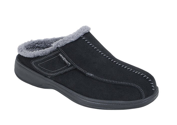 Black Orthofeet Arch Support Men's Slippers | QBOUC3947