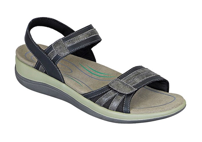 Black Orthofeet Arch Support Orthotic Women's Sandals | GRMSZ4596