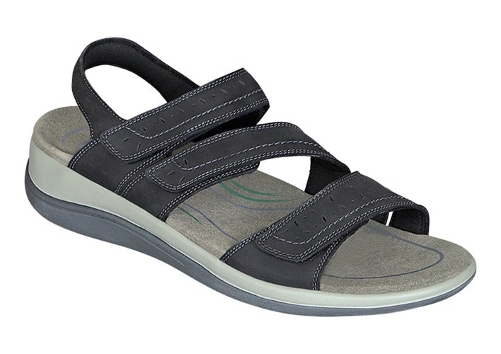 Black Orthofeet Arch Support Orthotic Women's Sandals | XPMER2309