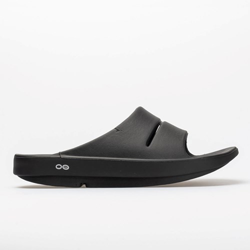 Black Orthofeet OOFOS OOahh Men's Slide Sandals | XNPDB7253