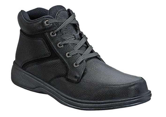 Black Orthofeet Orthopedic Walking High Top Men's Boots | JMAIH5213