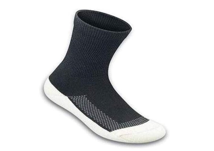 Black Orthofeet Padded Sole Crew Bamboo Diabetic Unisex Socks | WYZNC2583