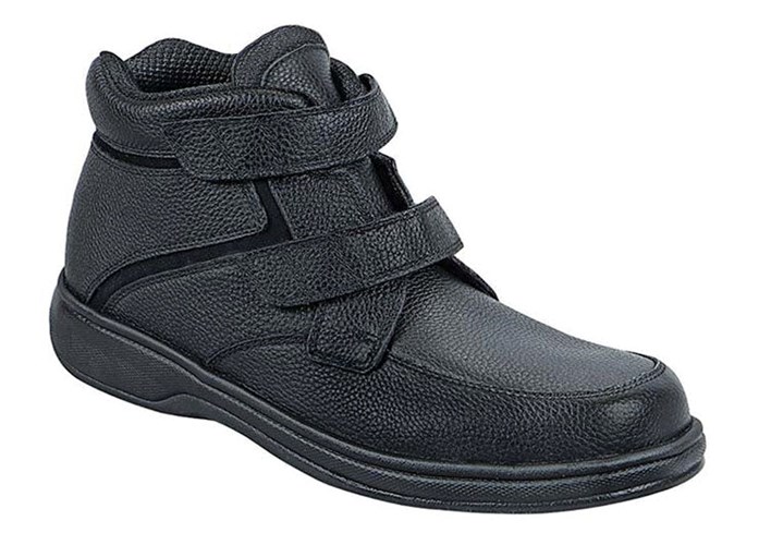 Black Orthofeet Walking Shoe Monk Strap Men's Boots | ULZQK5927