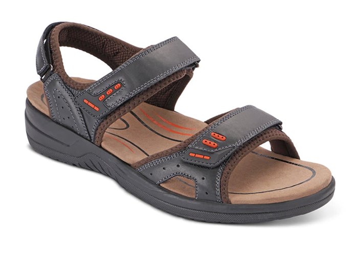 Black Orthofeet With Arch Support Cambria Men's Sandals | IKNBX9640