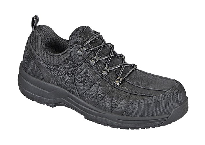 Black Orthofeet Work Safety Composite Toe Men's Work Shoes | JDYCA8690