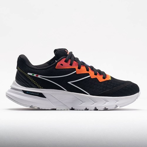 Black / White / Vermillion Orange Orthofeet Diadora Mythos Blushield Volo 2 Women's Running Shoes | IAOFJ1057