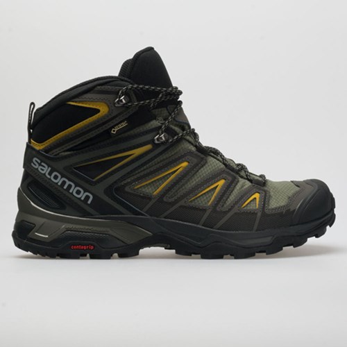 Castor Gray / Black / Green Sulphur Orthofeet Salomon X Ultra 3 Mid GTX Men's Hiking Shoes | XCNLE7215