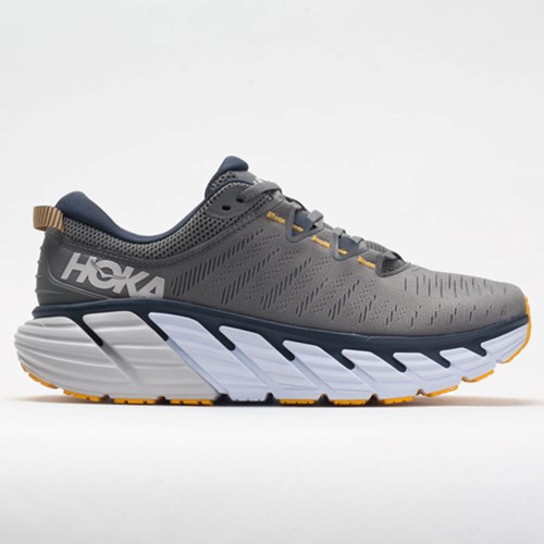 Charcoal Gray / Ombre Blue Orthofeet Hoka One One Gaviota 3 Men's Running Shoes | WQFTO3806