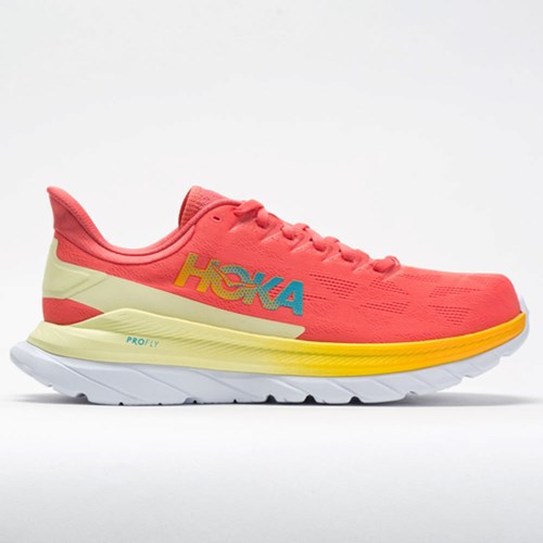 Hot Coral / Saffron Orthofeet Hoka One One Mach 4 Men's Running Shoes | SFOKM2853