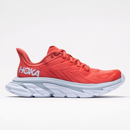 Hot Coral / White Orthofeet Hoka One One Clifton Edge Women's Running Shoes | MPTJY6852