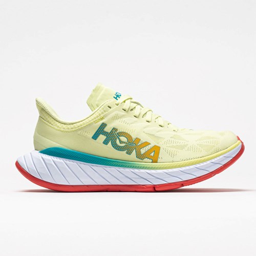 Luminary Green / Hot Coral Orthofeet Hoka One One Carbon X 2 Men's Running Shoes | NSZBV9427