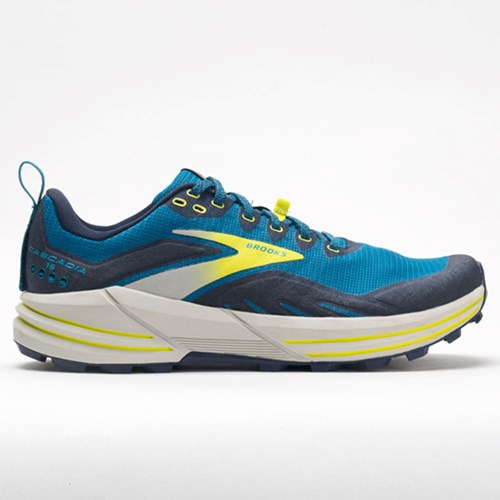 Mykonos Blue / Peacoat / Lime Orthofeet Brooks Cascadia 16 Men's Trail Running Shoes | KZQPY9738