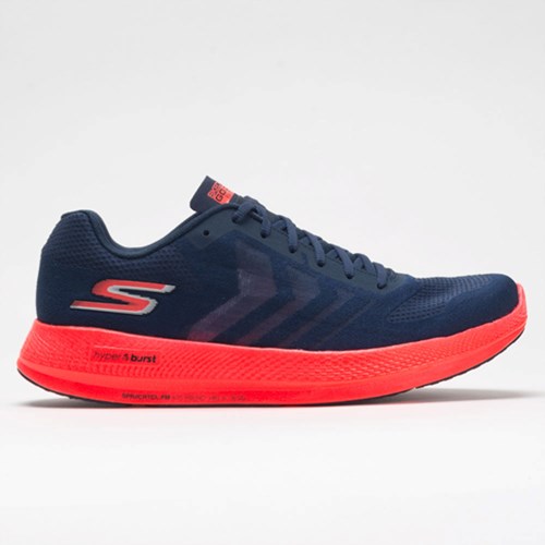 Navy / Coral Orthofeet Skechers GOrun Razor+ Men's Running Shoes | ZYSCT1206