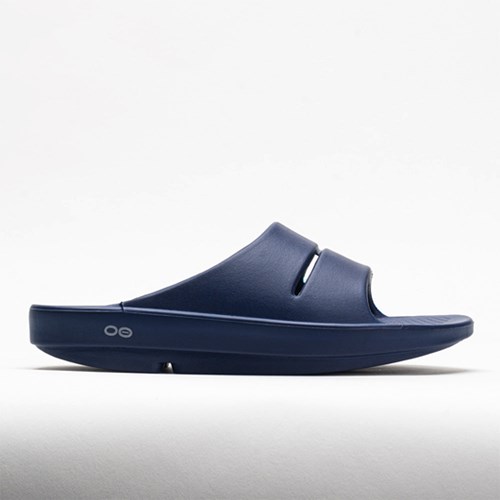 Navy Orthofeet OOFOS OOahh Men's Slide Sandals | EDTIX2641