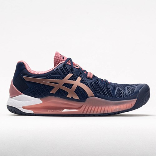 Peacoat / Rose Gold Orthofeet ASICS GEL-Resolution 8 Women's Tennis Shoes | RUKPX8563