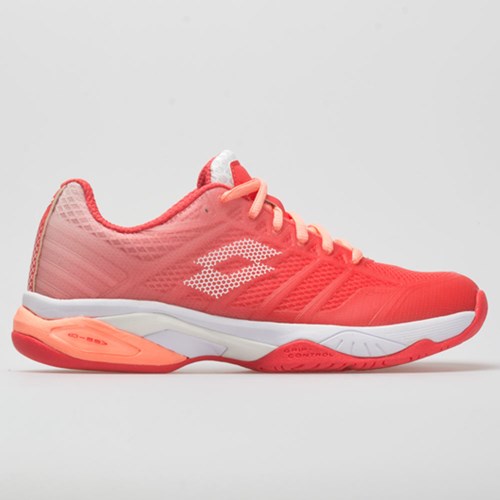 Red Fluo / All White / Vivid Rose Orthofeet Lotto Mirage 300 II Speed Women's Tennis Shoes | OKZIR7392