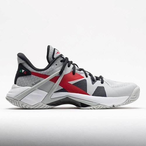 Silver / Fiery Red Orthofeet Diadora B.Icon AG Men's Tennis Shoes | XVMNO6189