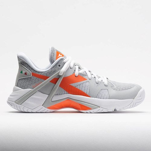 Silver / Vermillion Orange Orthofeet Diadora B.Icon AG Women's Tennis Shoes | RWMVX1753