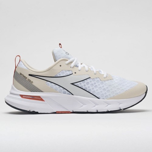 White / Almond Milk / Mecca Orange Orthofeet Diadora Mythos Blushield Volo Men's Running Shoes | KPAXG9843