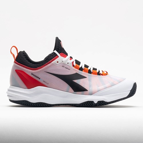 White / Black / Fiery Red Orthofeet Diadora Speed Blushield Fly Clay Men's Tennis Shoes | HOCTU9675