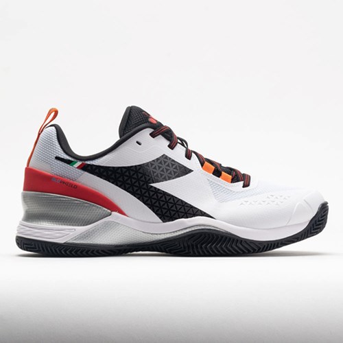 White / Black / Fiery Red Orthofeet Diadora Blushield Torneo Clay Men's Tennis Shoes | VAPGN2147