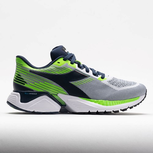 White / Black Iris / Neon Mint Orthofeet Diadora Mythos Blushield Vigore Men's Running Shoes | DSFEQ1073