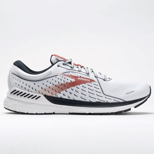 White / Black / Orange Orthofeet Brooks Adrenaline GTS 21 Men's Running Shoes | FRKGC7095