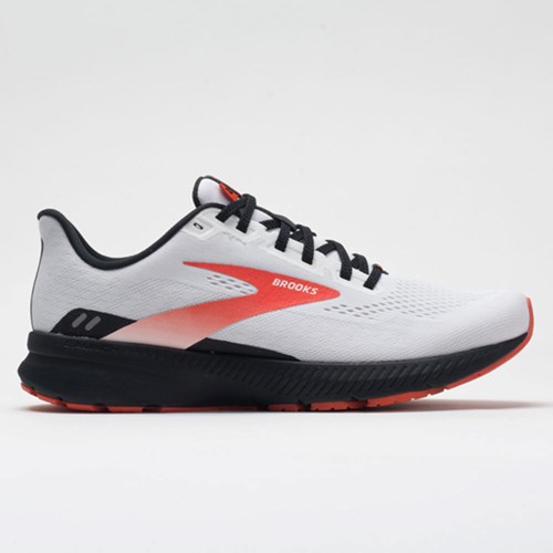 White / Black / Red Clay Orthofeet Brooks Launch 8 Men's Running Shoes | HFJUR2095