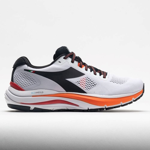 White / Black / Vermillion Orange Orthofeet Diadora Mythos Blushield Vortice 7 Men's Running Shoes | UCBPE1536