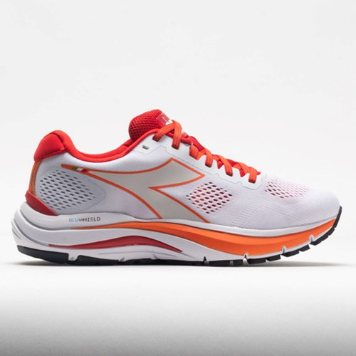 White / Fiery Red Orthofeet Diadora Mythos Blushield Vortice 7 Women's Running Shoes | GQOZN9258