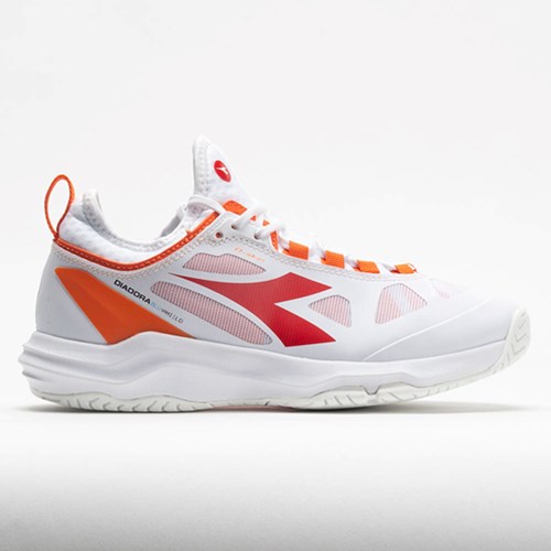 White / Fiery Red Orthofeet Diadora Speed Blushield Fly AG Women's Tennis Shoes | MZFXA6251