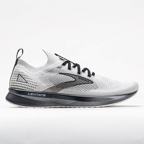 White / Gray / Black Orthofeet Brooks Levitate Stealthfit 5 Men's Running Shoes | OLWXU6049