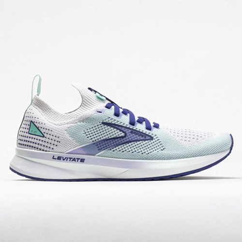 White / Navy Blue / Yucca Orthofeet Brooks Levitate Stealthfit 5 Women's Running Shoes | WLMFY2953