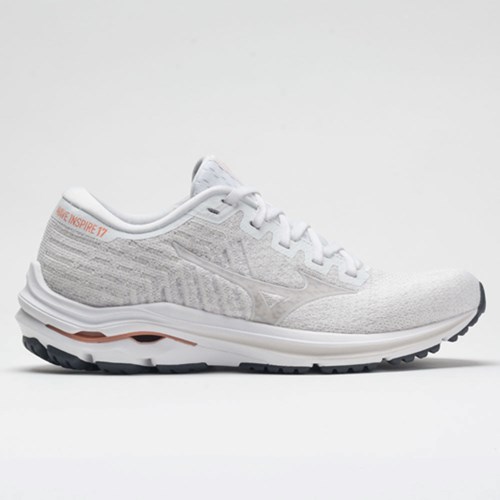 White / Nimbus Cloud Orthofeet Mizuno Wave Inspire 17 Waveknit Women's Running Shoes | LEGSA2594