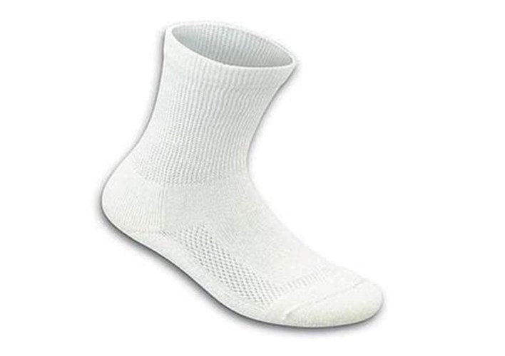 White Orthofeet Diabetic Bamboo White Crew Unisex Socks | MKDYX8759