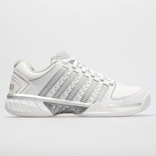 White / Silver / Glacier Gray Orthofeet K-Swiss Hypercourt Express Leather Women's Tennis Shoes | SCOEH8061