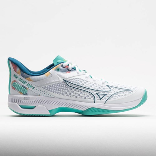 White / Turquoise Orthofeet Mizuno Wave Exceed Tour 5 AC Women's Tennis Shoes | UBGIN2517